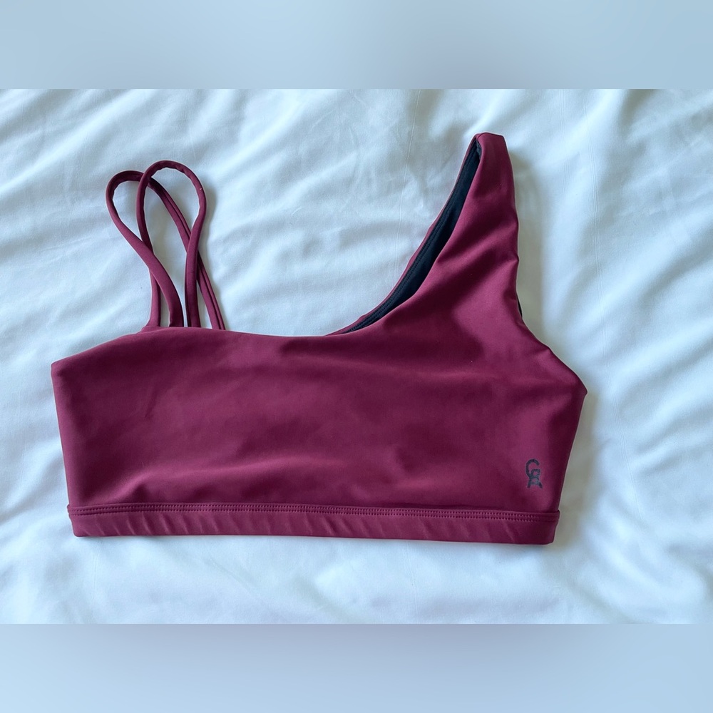 Good American 1 shoulder sports bra, burgundy sz 3